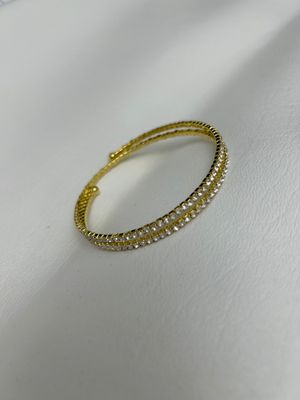 Gold 2 Row Rhinestone Coil Bracelet