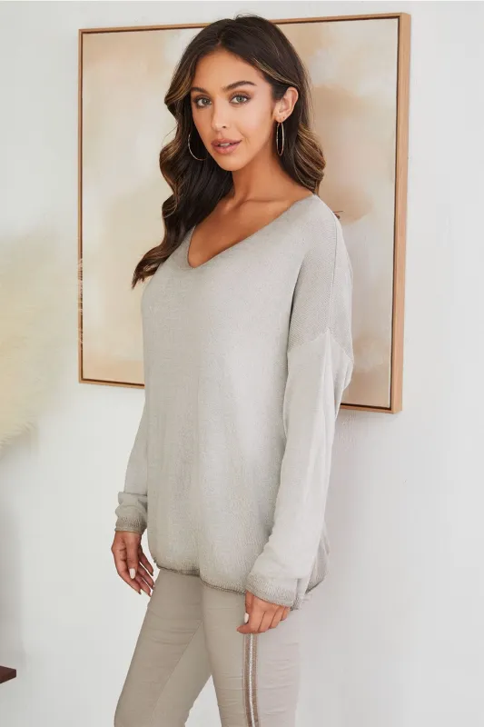 Italian Mocha Mineral Wash Sweater Knit Top