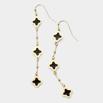 Quatrefoil Link Dropdown Dangle Earrings