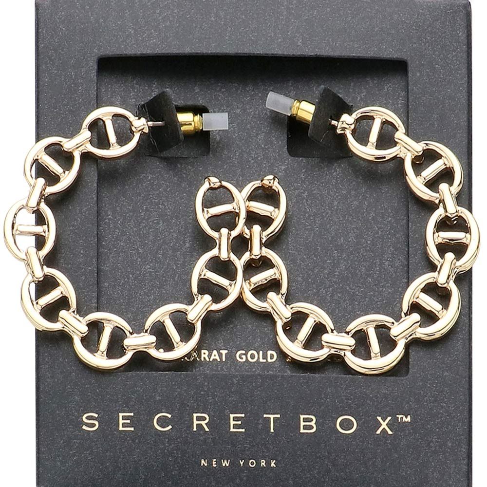 Designer Look SECRET BOX_14K Gold Dipped Abstract Hoop Earrings