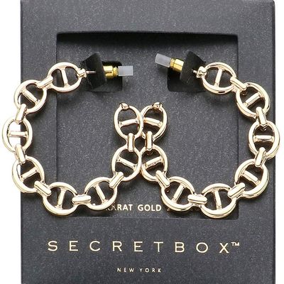 Designer Look SECRET BOX_14K Gold Dipped Abstract Hoop Earrings