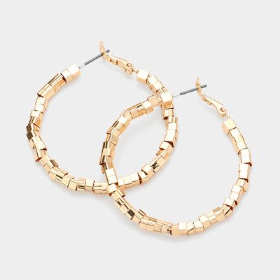 Medium Metal Nugget Hoop Earrings