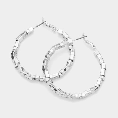 Medium Metal Nugget Hoop Earrings