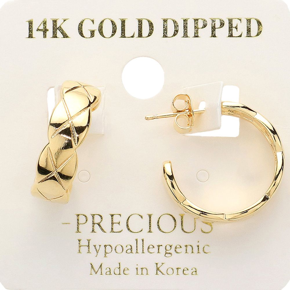 14K Gold Dipped Hypoallergenic Textured Hoop Earrings