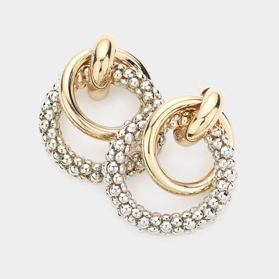 Designer Look Gold Plated Geometric Shape Metal Earrings