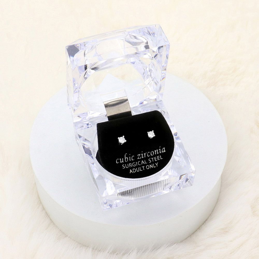 Small Round Cut Cubic Zirconia CZ Stud Earrings