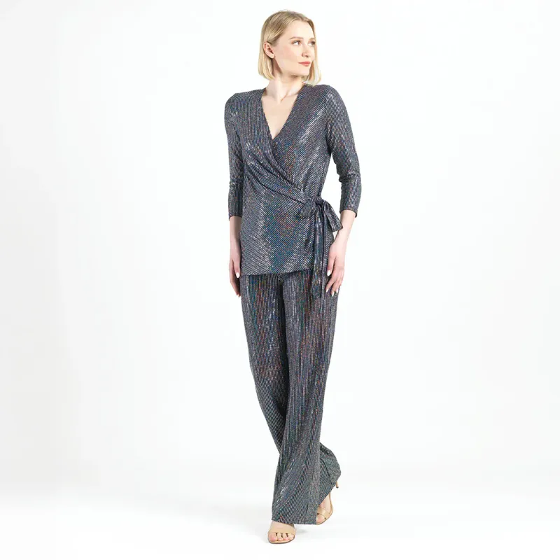 Shimmer Sequin - Faux Wrap Side Tie Tunic