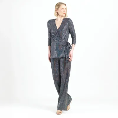 Shimmer Sequin - Faux Wrap Side Tie Tunic
