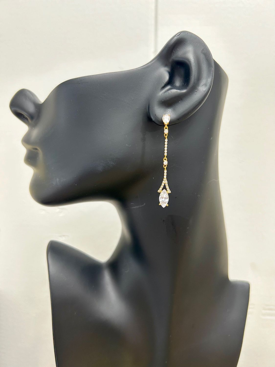 Gold Delicate CZ Linear Formal Earring