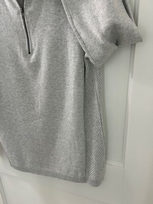 Crystal Grey Cotton/Cashmere Zipper Neck Sweater