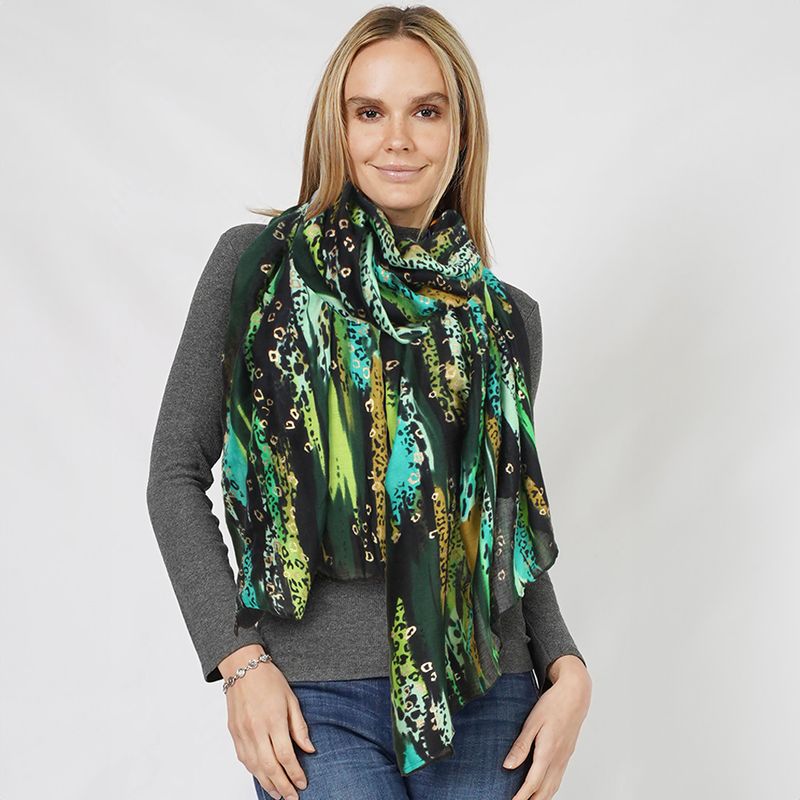 Green Abstract Foil Print Scarf