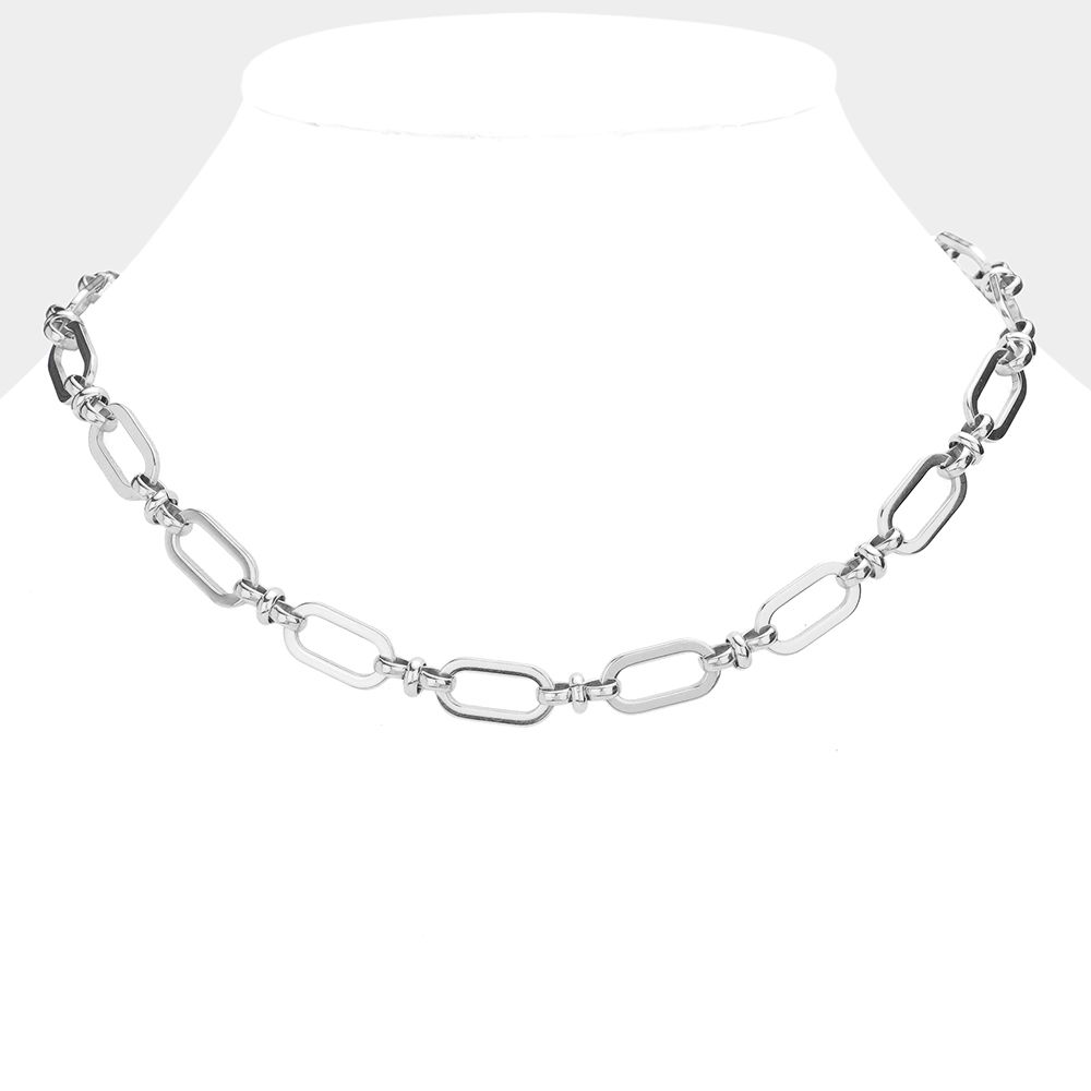 18K White Gold Dipped Stainless Steel Premium Handmade Chain Necklace