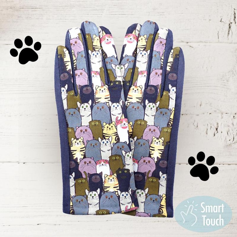 Cat Pattern Printed Smart Touch Gloves