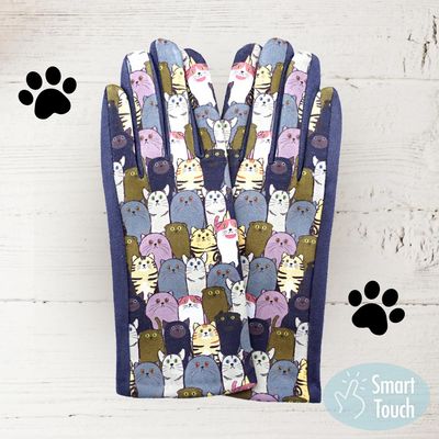 Cat Pattern Printed Smart Touch Gloves