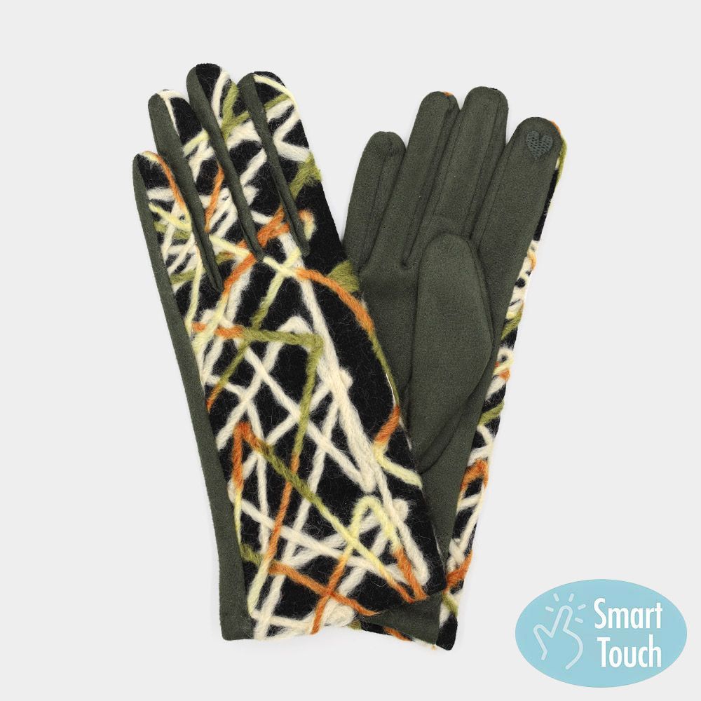 Geometric Multi Embroidered Smart Touch Gloves
