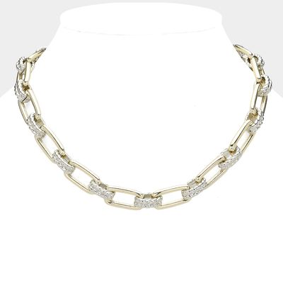14K Gold Plated Two Tone Chunky Chain Magnetic Necklace