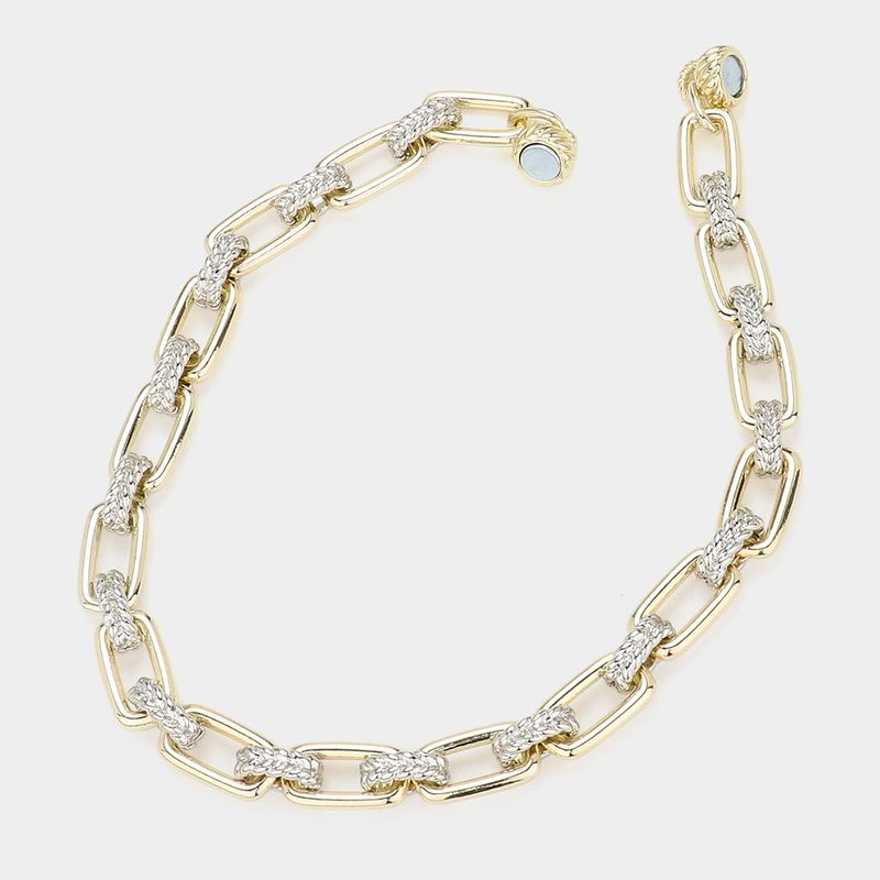 14K Gold Plated Two Tone Chunky Chain Magnetic Necklace
