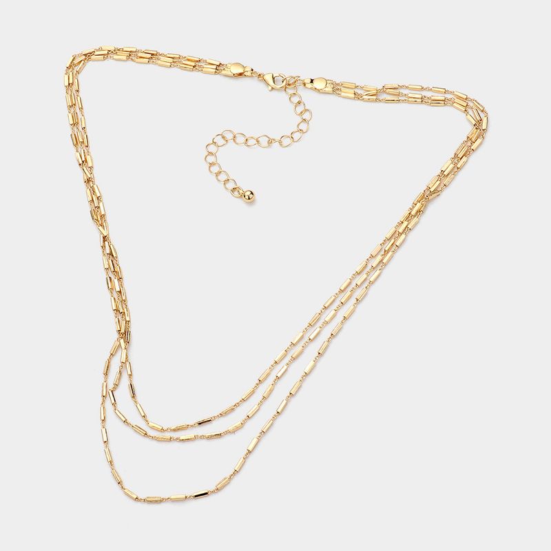 Triple Layered Brass Chain Necklace