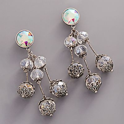 Vintage Stone Cluster Dangle Chandelier Earring