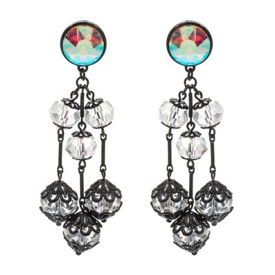 Vintage Stone Cluster Dangle Chandelier Earring