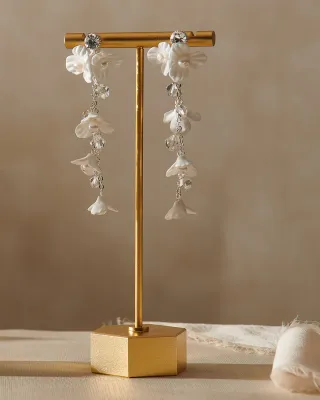 White Clay/Pearl/Crystal Handmade Formal Earrings