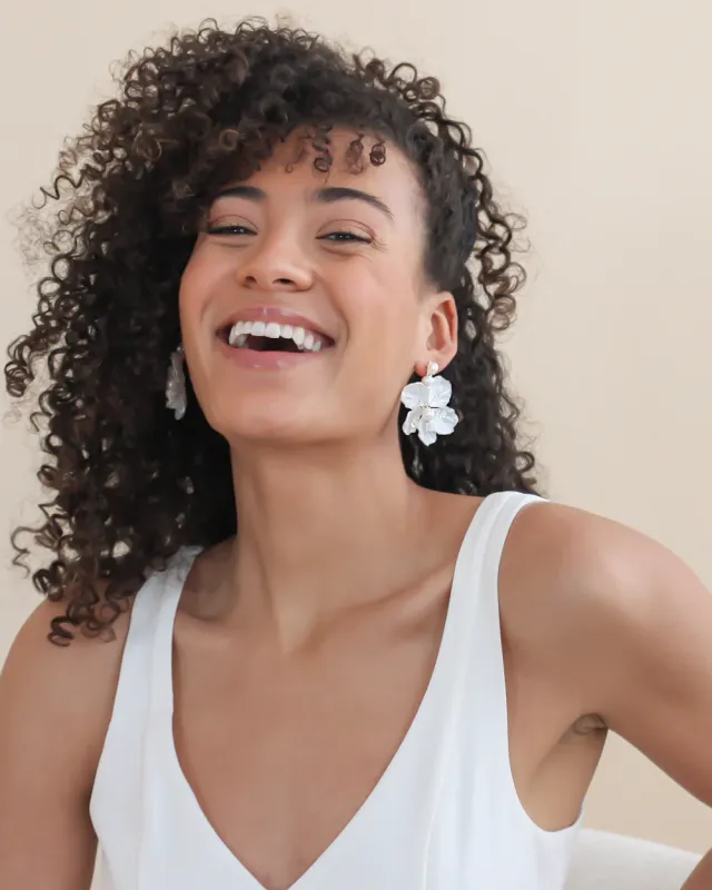 Floral Pearlescent Petals/Freshwater Pearl Crystal Earrings