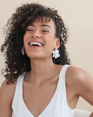 Floral Pearlescent Petals/Freshwater Pearl Crystal Earrings