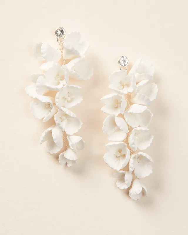 Hand-Wired Ivory Flower Dangle Earrings