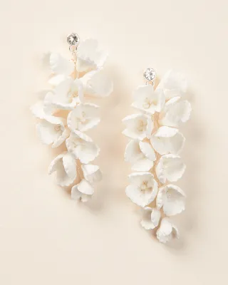 Hand-Wired Ivory Flower Dangle Earrings