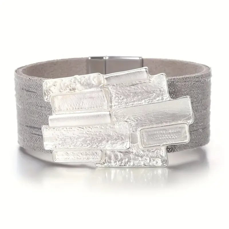 Geometric Square Wrap Leather Magnetic Bracelet