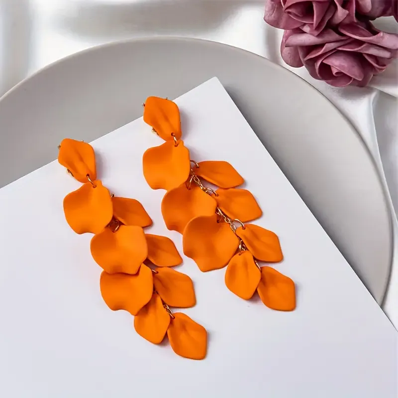Long Acrylic Petal Dangle Earrings Long Acrylic Petal Dangle Earrings