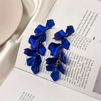 Long Acrylic Petal Dangle Earrings