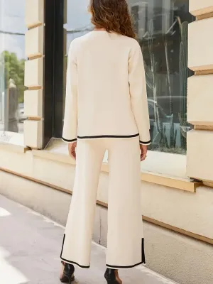 Fabulous Cream/Black Trim Lounge/Travel Knit Set