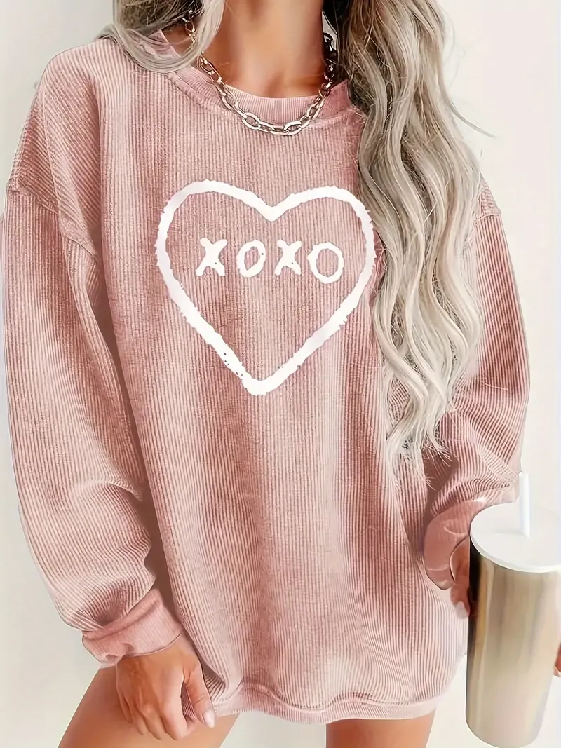 XOXO Heart Printed Round Neck Sweatshirt