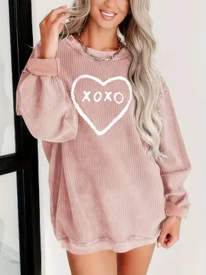 XOXO Heart Printed Round Neck Sweatshirt
