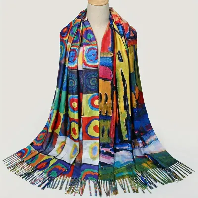  Luxurious Cashmere Feel Vibrant Abstract Artistic Shawl