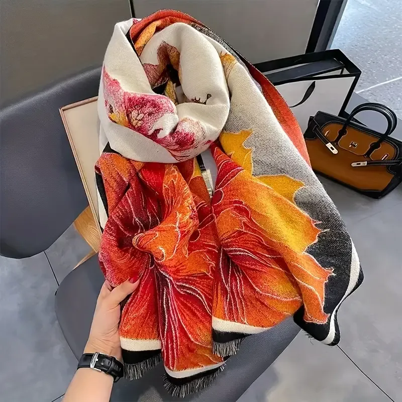 Cozy Double-Sided Floral Print Scarf