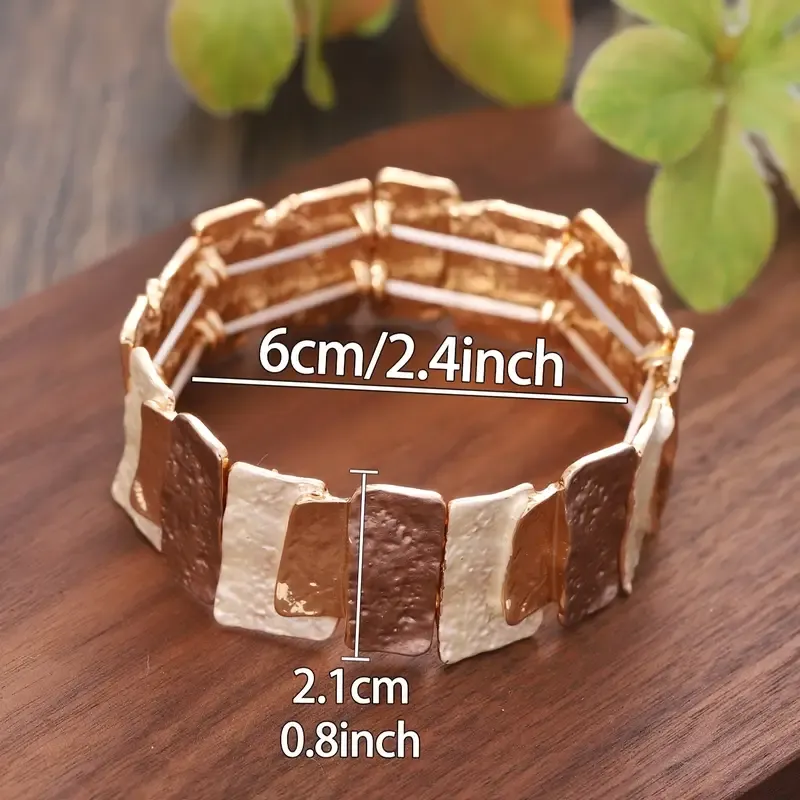 Bronze/Gold/Silver Geometric Square Enamel Bracelet