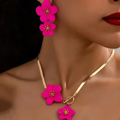 Floral Pendant Set With Toggle Closure