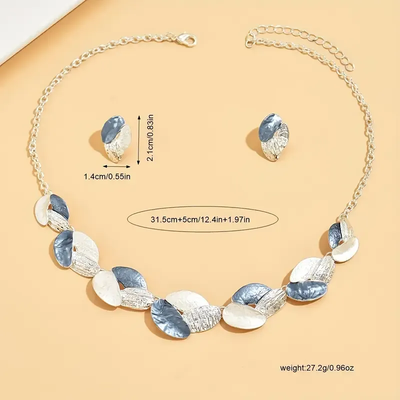 Simple Silver/Powder Blue Every Day Necklace Set