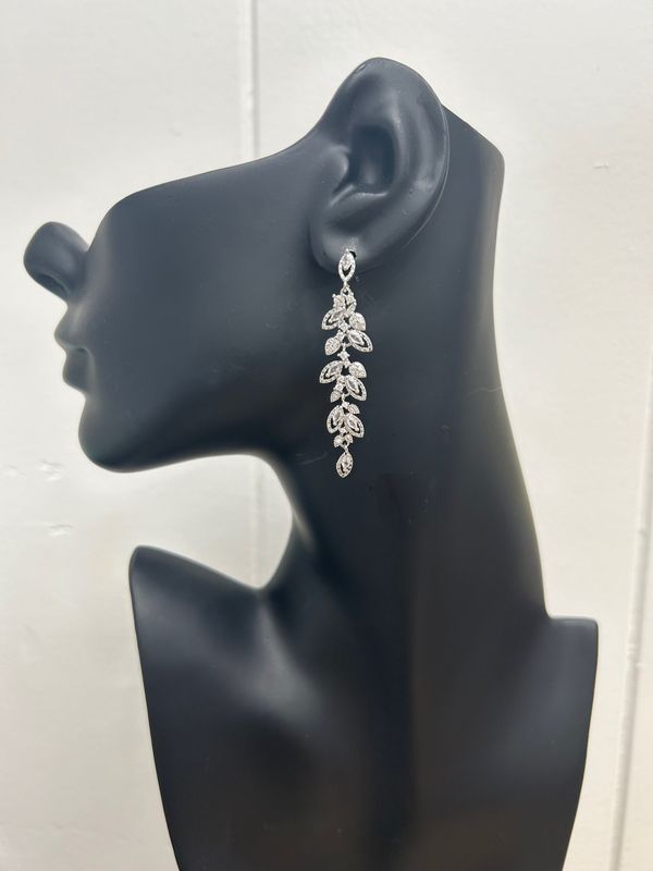 Delicate Marquise CZ Pave Surround Cascading Earrings