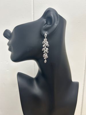 Delicate Marquise CZ Pave Surround Cascading Earrings
