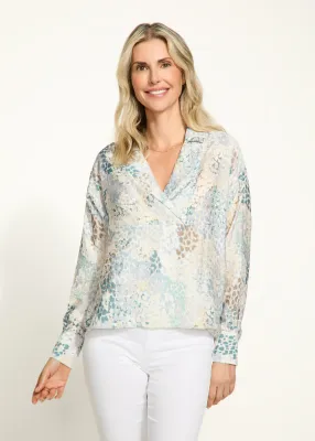 Spectral Neutral Popover Long Sleeve Blouse