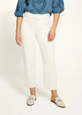 Ivory Straight Cropped Denim with Belt