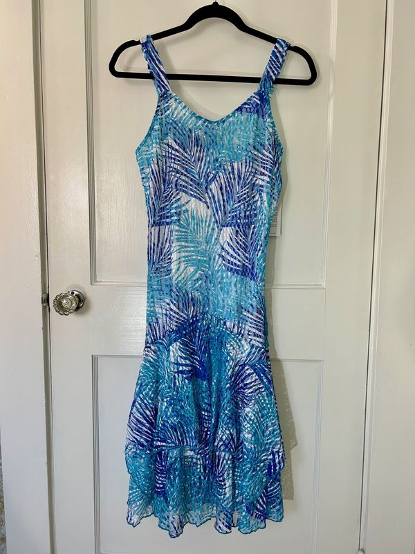 Tango Mango Blue/White Tropical Dress