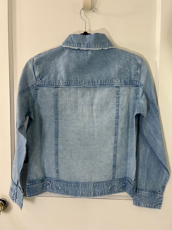 Light-Weight Blue Distressed Soft Linen Jacket