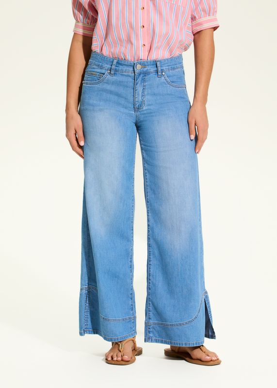 FDJ Light Blue Washed Denim Wide Ankle Jean