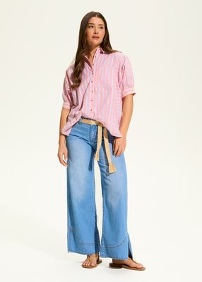 FDJ Light Blue Washed Denim Wide Ankle Jean