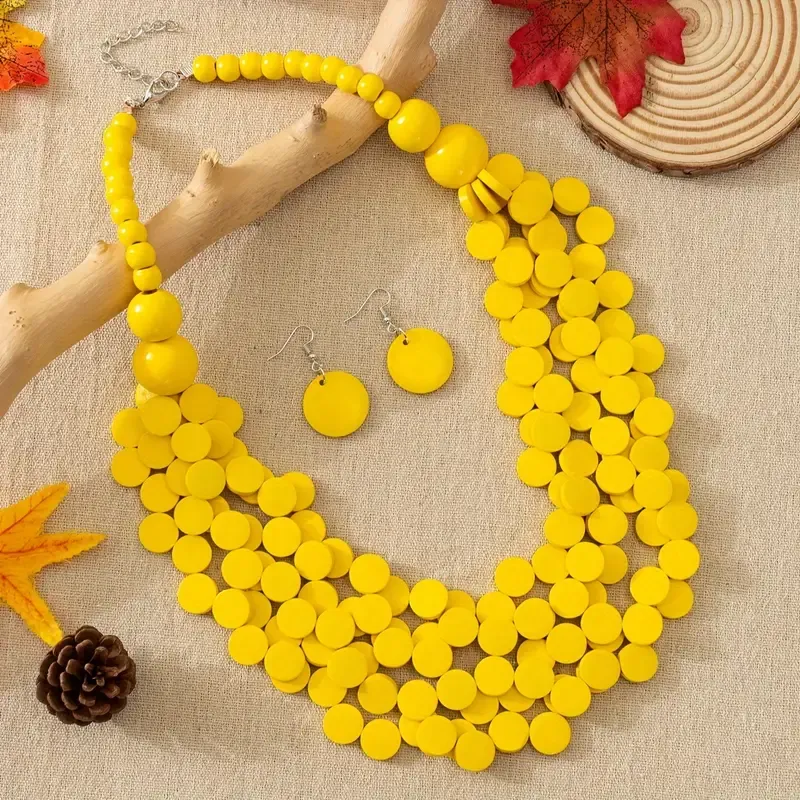 Multi Strand Wooden Disc/Bead Set