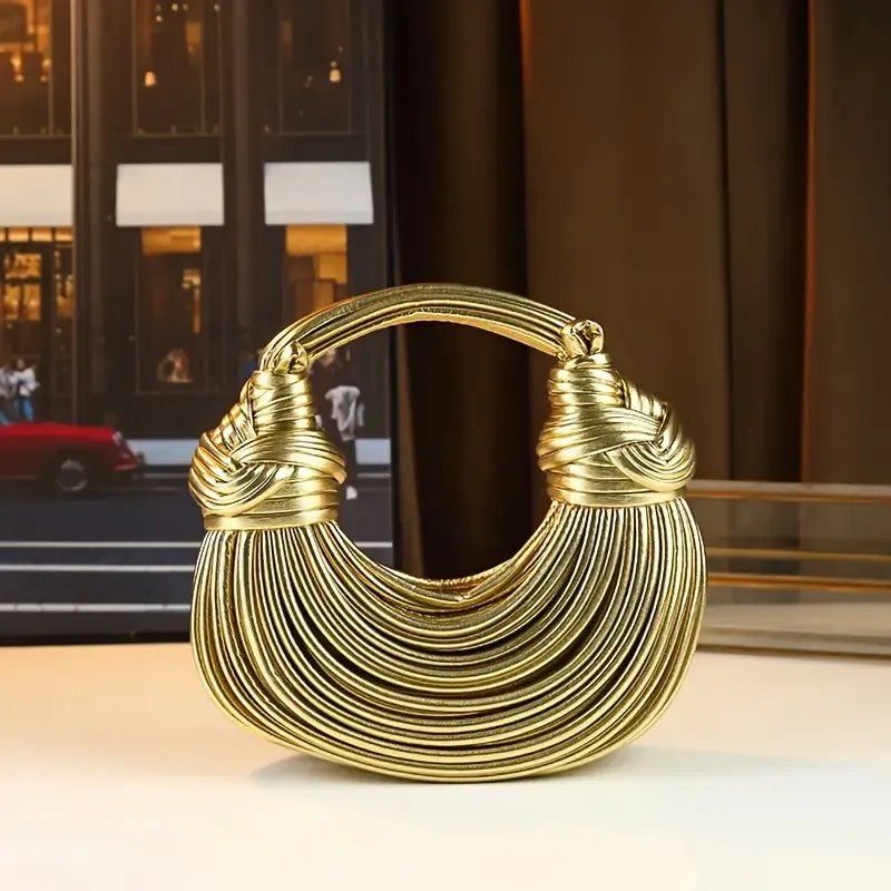 Handwoven Designer Inspired Metallic Handbag